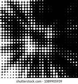 Abstract grunge grid polka dot halftone background pattern. Spotted black and white vector line illustration
