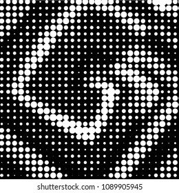 Abstract grunge grid polka dot halftone background pattern. Spotted black and white vector line illustration
