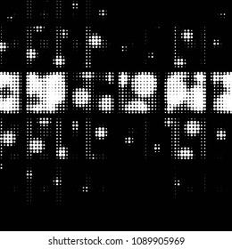 Abstract grunge grid polka dot halftone background pattern. Spotted black and white vector line illustration
