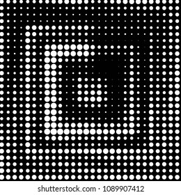 Abstract grunge grid polka dot halftone background pattern. Spotted black and white vector line illustration
