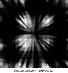 Abstract grunge grid polka dot halftone background pattern. Spotted black and white vector line illustration
