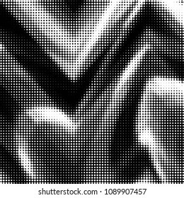 Abstract grunge grid polka dot halftone background pattern. Spotted black and white vector line illustration
