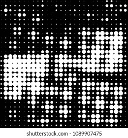 Abstract grunge grid polka dot halftone background pattern. Spotted black and white vector line illustration
