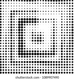 Abstract grunge grid polka dot halftone background pattern. Spotted black and white vector line illustration
