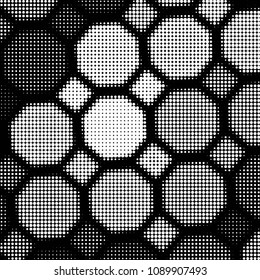 Abstract grunge grid polka dot halftone background pattern. Spotted black and white vector line illustration
