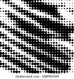 Abstract grunge grid polka dot halftone background pattern. Spotted black and white vector line illustration
