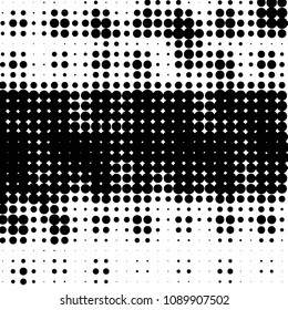 Abstract grunge grid polka dot halftone background pattern. Spotted black and white vector line illustration
