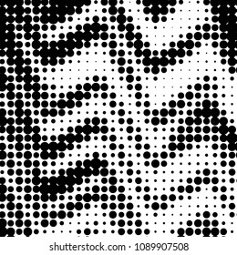 Abstract grunge grid polka dot halftone background pattern. Spotted black and white vector line illustration
