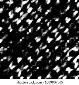 Abstract grunge grid polka dot halftone background pattern. Spotted black and white vector line illustration

