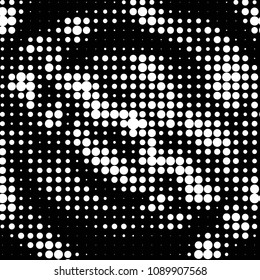 Abstract grunge grid polka dot halftone background pattern. Spotted black and white vector line illustration
