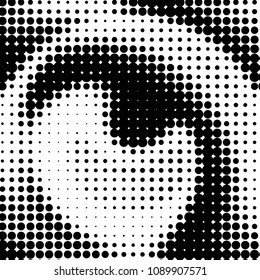 Abstract grunge grid polka dot halftone background pattern. Spotted black and white vector line illustration
