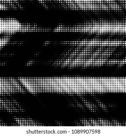 Abstract grunge grid polka dot halftone background pattern. Spotted black and white vector line illustration
