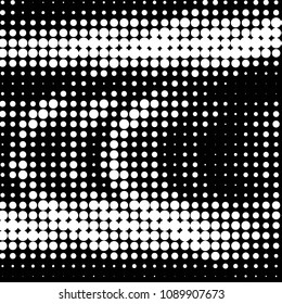 Abstract grunge grid polka dot halftone background pattern. Spotted black and white vector line illustration
