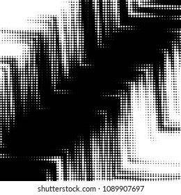Abstract grunge grid polka dot halftone background pattern. Spotted black and white vector line illustration
