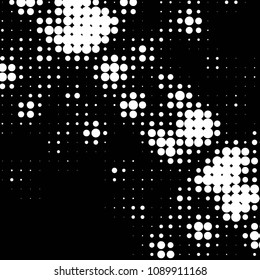 Abstract grunge grid polka dot halftone background pattern. Spotted black and white vector line illustration
