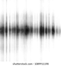Abstract grunge grid polka dot halftone background pattern. Spotted black and white vector line illustration
