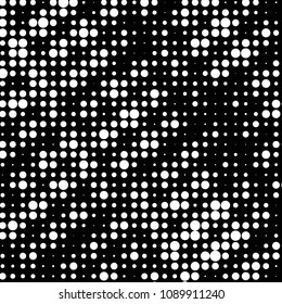 Abstract grunge grid polka dot halftone background pattern. Spotted black and white vector line illustration
