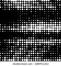 Abstract grunge grid polka dot halftone background pattern. Spotted black and white vector line illustration
