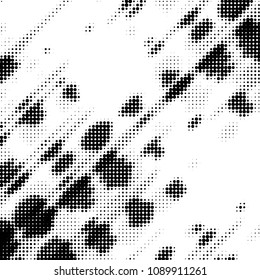 Abstract grunge grid polka dot halftone background pattern. Spotted black and white vector line illustration
