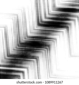 Abstract grunge grid polka dot halftone background pattern. Spotted black and white vector line illustration
