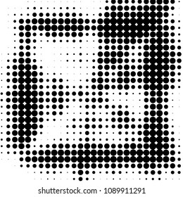 Abstract grunge grid polka dot halftone background pattern. Spotted black and white vector line illustration
