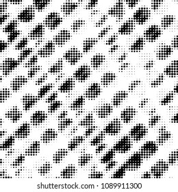 Abstract grunge grid polka dot halftone background pattern. Spotted black and white vector line illustration
