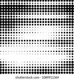 Abstract grunge grid polka dot halftone background pattern. Spotted black and white vector line illustration
