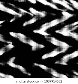 Abstract grunge grid polka dot halftone background pattern. Spotted black and white vector line illustration
