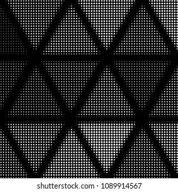 Abstract grunge grid polka dot halftone background pattern. Spotted black and white vector line illustration
