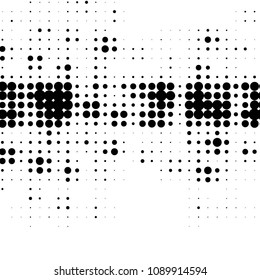 Abstract grunge grid polka dot halftone background pattern. Spotted black and white vector line illustration

