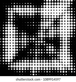 Abstract grunge grid polka dot halftone background pattern. Spotted black and white vector line illustration
