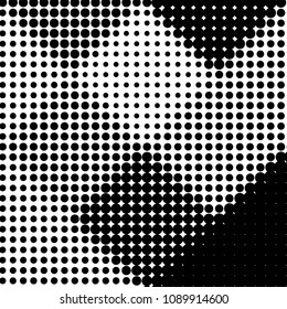 Abstract grunge grid polka dot halftone background pattern. Spotted black and white vector line illustration
