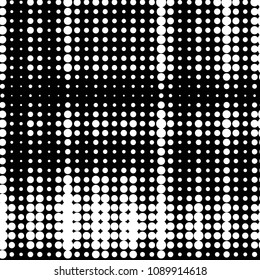 Abstract grunge grid polka dot halftone background pattern. Spotted black and white vector line illustration
