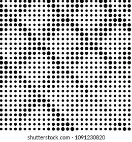 Abstract grunge grid polka dot halftone background pattern. Spotted black and white vector line illustration
