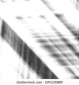 Abstract grunge grid polka dot halftone background pattern. Spotted black and white vector line illustration
