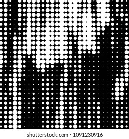 Abstract grunge grid polka dot halftone background pattern. Spotted black and white vector line illustration
