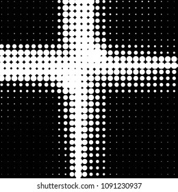 Abstract grunge grid polka dot halftone background pattern. Spotted black and white vector line illustration
