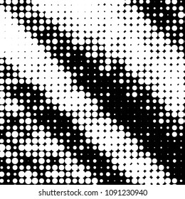 Abstract grunge grid polka dot halftone background pattern. Spotted black and white vector line illustration
