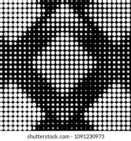 Abstract grunge grid polka dot halftone background pattern. Spotted black and white vector line illustration
