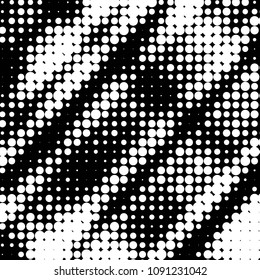 Abstract grunge grid polka dot halftone background pattern. Spotted black and white vector line illustration
