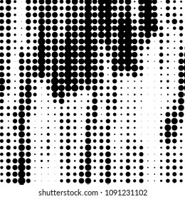 Abstract grunge grid polka dot halftone background pattern. Spotted black and white vector line illustration
