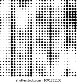Abstract grunge grid polka dot halftone background pattern. Spotted black and white vector line illustration

