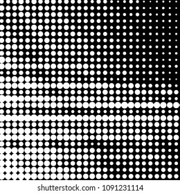 Abstract grunge grid polka dot halftone background pattern. Spotted black and white vector line illustration
