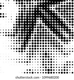 Abstract grunge grid polka dot halftone background pattern. Spotted black and white vector line illustration
