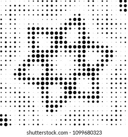 Abstract grunge grid polka dot halftone background pattern. Spotted black and white vector line illustration
