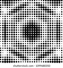 Abstract grunge grid polka dot halftone background pattern. Spotted black and white vector line illustration

