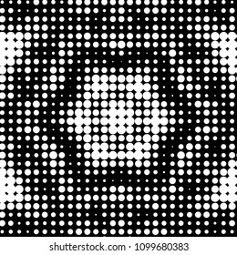 Abstract grunge grid polka dot halftone background pattern. Spotted black and white vector line illustration
