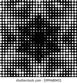 Abstract grunge grid polka dot halftone background pattern. Spotted black and white vector line illustration
