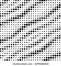 Abstract grunge grid polka dot halftone background pattern. Spotted black and white vector line illustration
