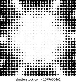 Abstract grunge grid polka dot halftone background pattern. Spotted black and white vector line illustration
